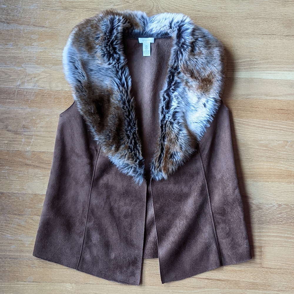 Chico's Faux Fur Suede Boho Vest